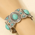 Western Concho Stretch Bracelet- Silver