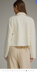 Jana Suede Button Tab Shoulder Detail Jacket- Cream