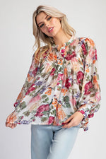 Vintage Rose Button Detail Bouse