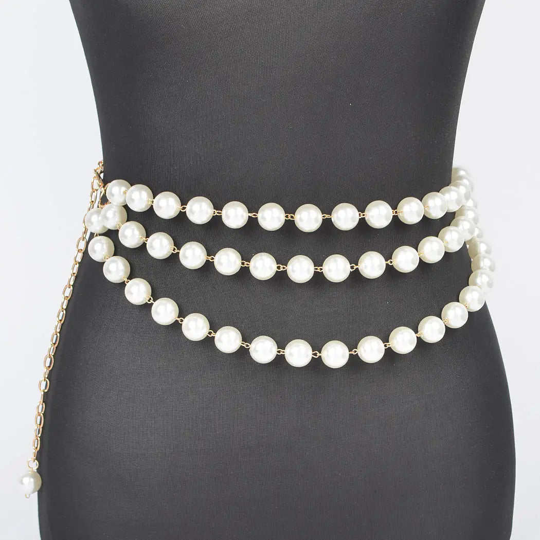 Triple Pearl Chain Belt