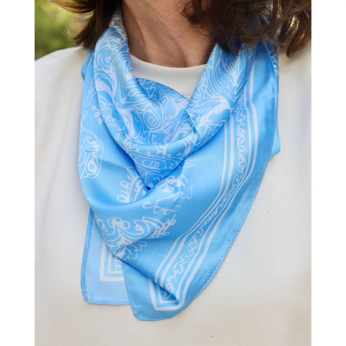 Dora Floral Paisley Scarf -Blue