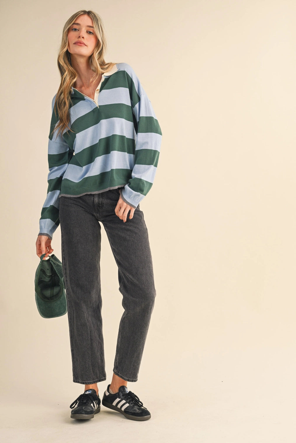 Striped Rugby Sweater- Blue/Green