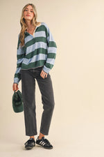 Striped Rugby Sweater- Blue/Green