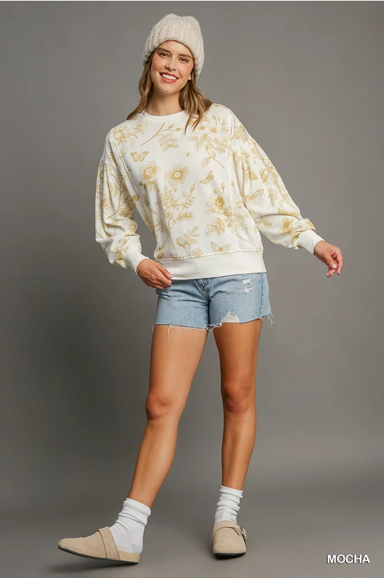 Floral Print French Terry Pullover