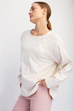 RAE MODE OVERSIZED COTTON SLUB LONG SLEEVE TOP -BONE