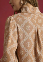 Latte High Neck Abstract Print Top