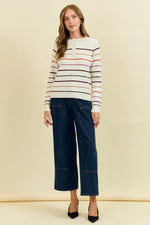 Striped Henley Sweater Top