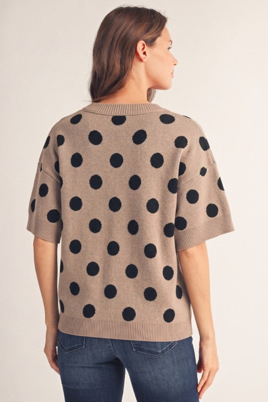 Illa Polka Dot Sweater - Taupe
