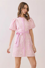 Celia Floral Eyelet Pattern Button Front Mini Dress