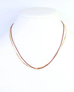 Paula Cord and Chain Layered Necklace- Burgundy