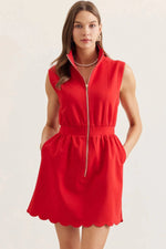 Dylan Red Scallop Hem Casual Mini Dress