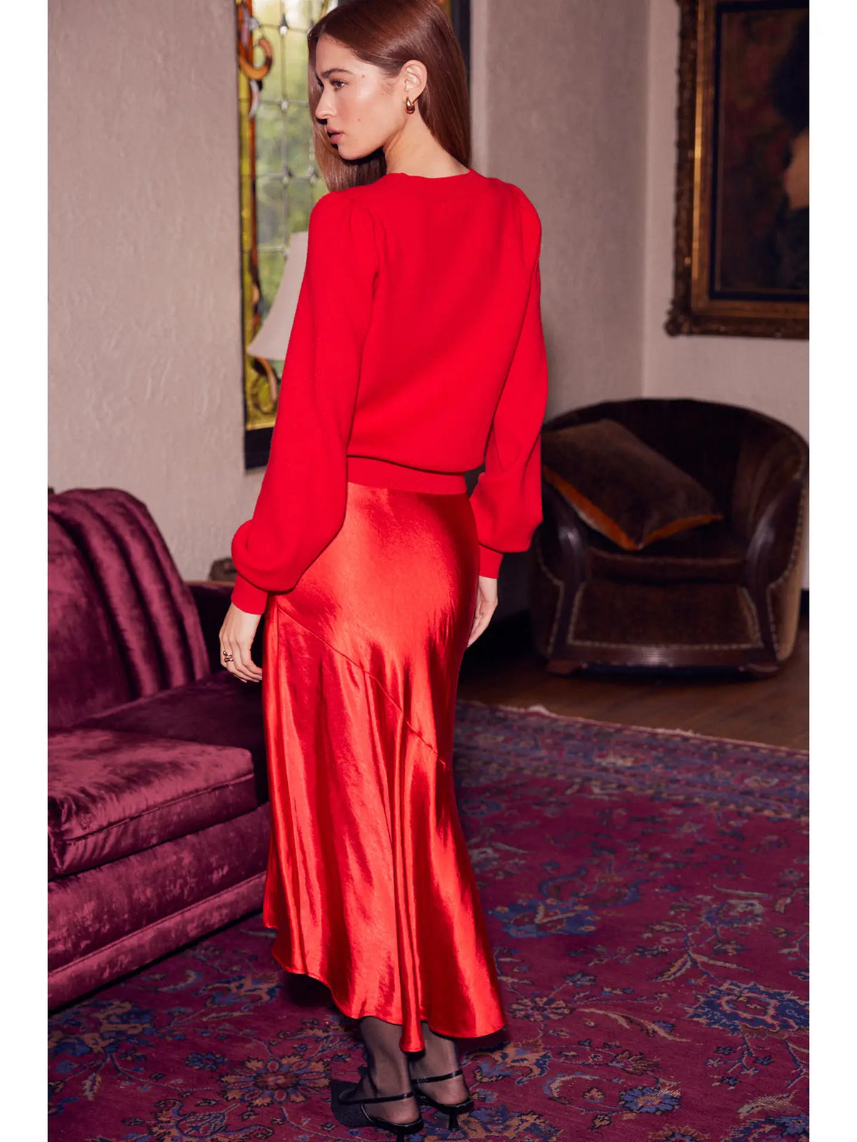 Red Crystal Bow Cardigan