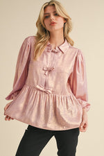 PINK FOIL BOW DETAIL TOP