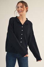 Baylen Button Down Lightweight Cardigan- Black