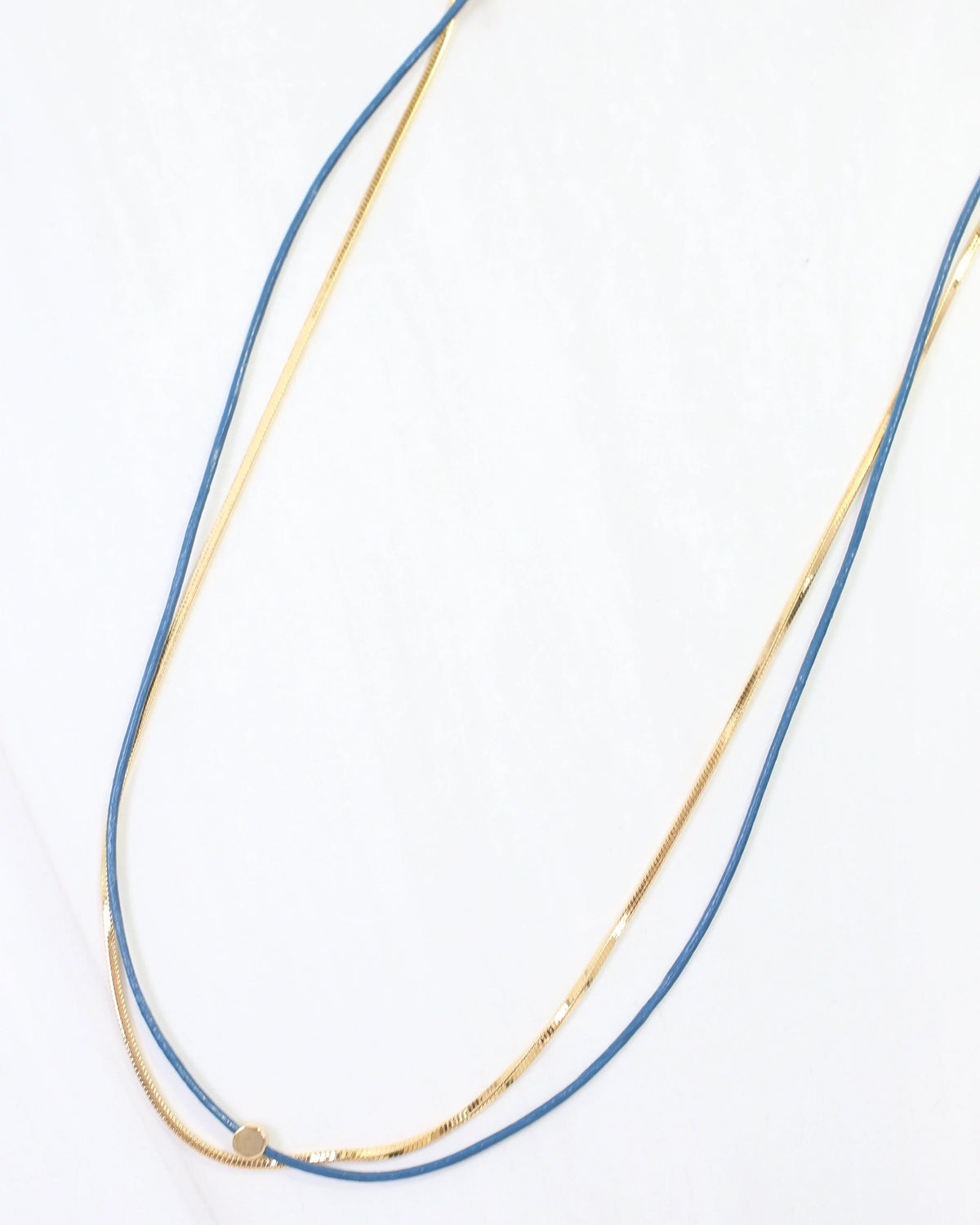 Paula Cord and Chain Layered Necklace - Blue