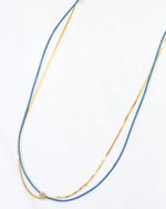 Paula Cord and Chain Layered Necklace - Blue