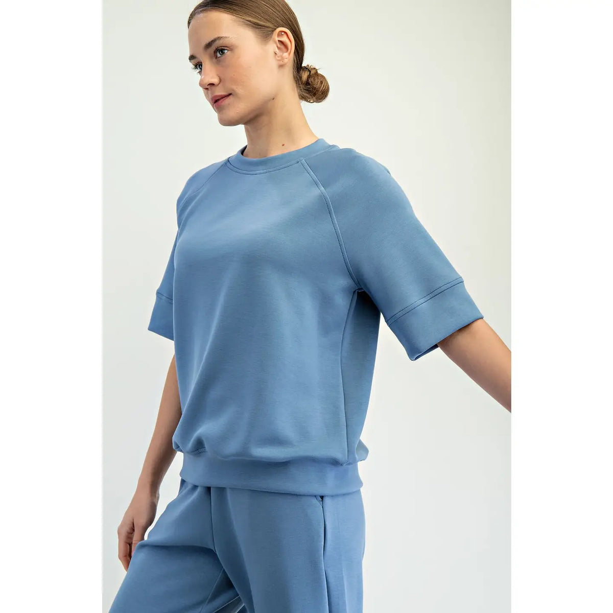 RAE MODE BUTTER SOFT LUXE OVERSIZED SLEEVE TOP-PARADISE BLUE