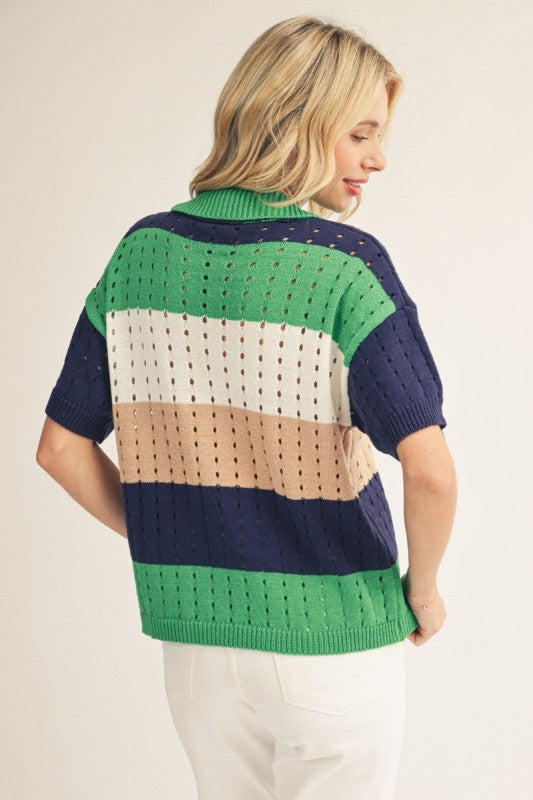 Colorblock Crochet Sweater