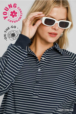 Navy Stripe Snap Button Pullover - XS - L