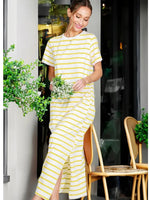 Yellow Striped Cotton Maxi Dress
