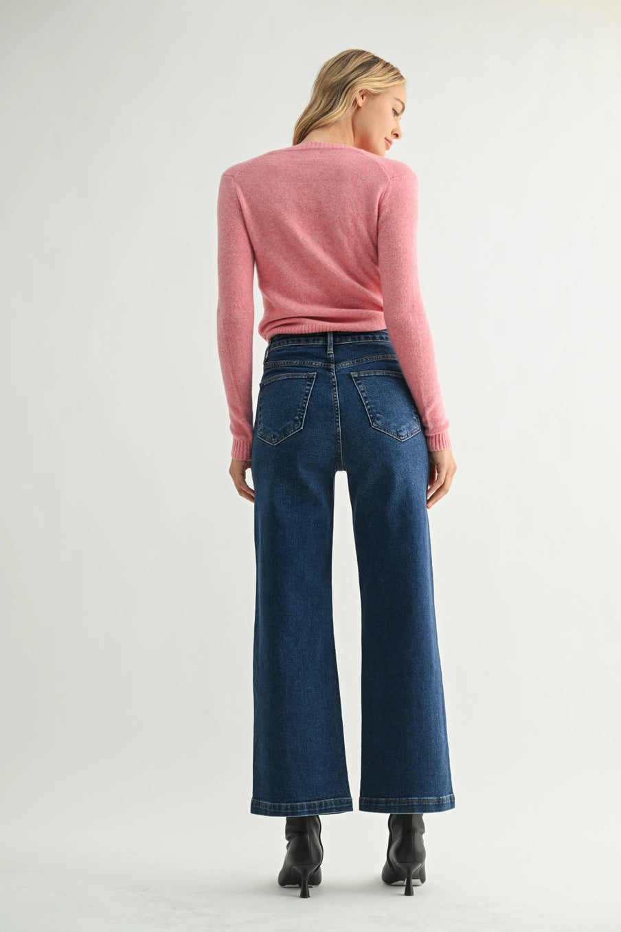 Dark Wash Patch Pocket Wide Leg Denim by Just Black Denim