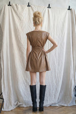 Ava Leather Mini Dress - Mocha