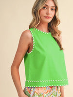 Apple Green Contrast Whip Stitch Tank