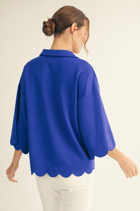 Bella Soft Scallop Edge Top - Royal