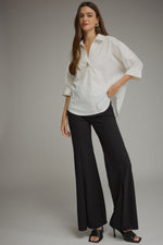 Classic White Collard Top with Gold Button Detail