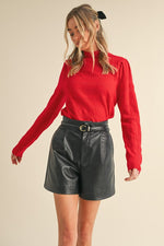 Red Pointelle Lightweight Sweater