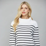Ava Stripe Mock Neck Sweater by FATE