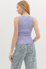 Solid Sweater Knit Tank with Silver Studded Accents
