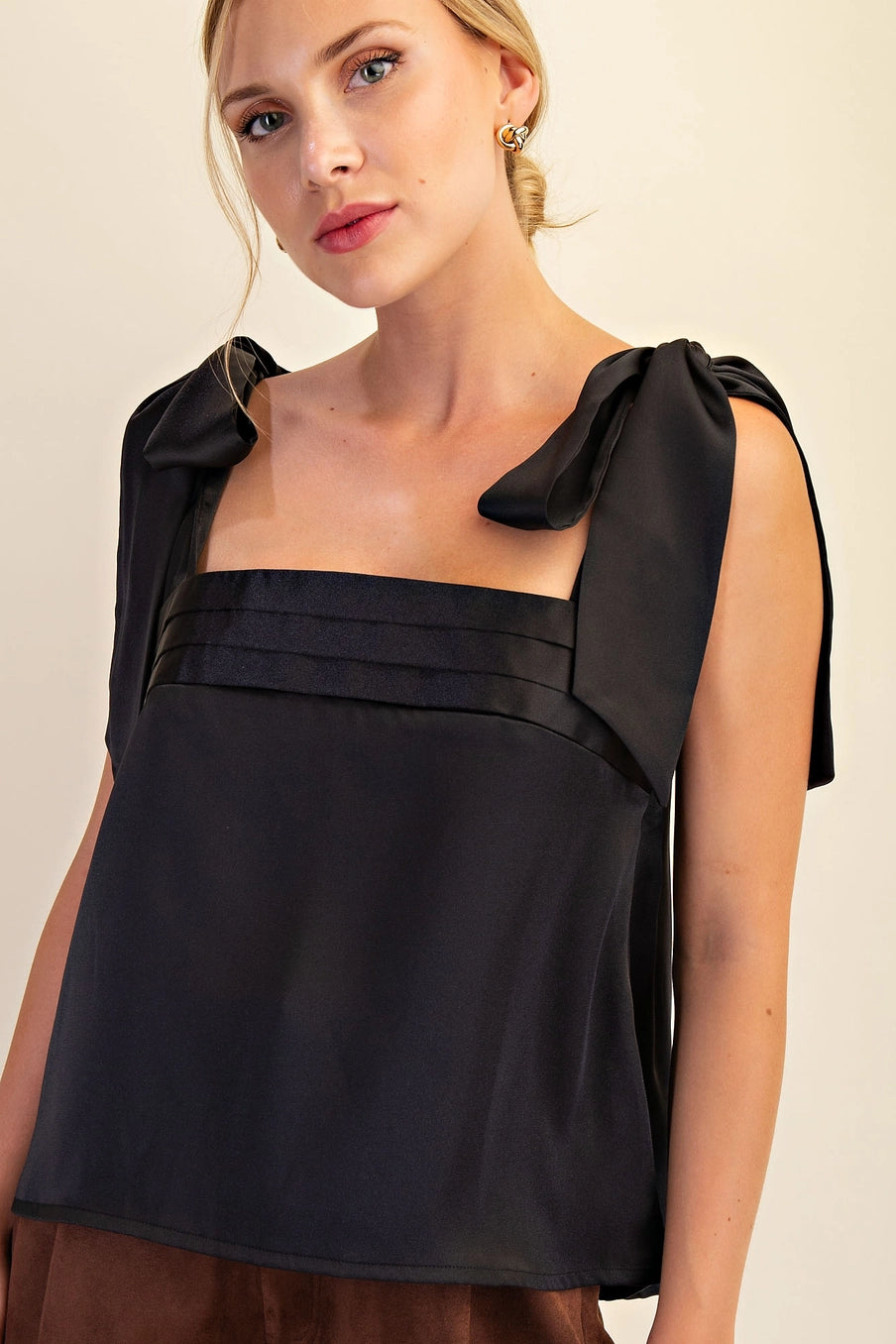 Vivian Black Shoulder Tie Top