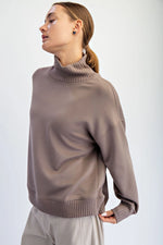 RAE MODE BUTTER SOFT RIBBED MOCK NECK - MOCHA