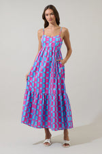 Marvy Checker Cabana Flowy Maxi Dress