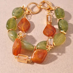 MARBLED RESIN BEADED TOGGLE BRACELET -BROWN/OLIVE