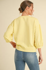 Banana 3/4 Peasant Sleeve Sweatshirt Top