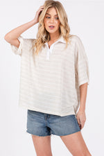 Oatmeal Collared Stripe Top