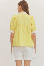 Bianca Yellow Pin Stripe Top with Scallop Trim Detail
