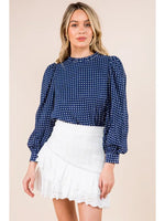 Woven Navy Polka Dot Top
