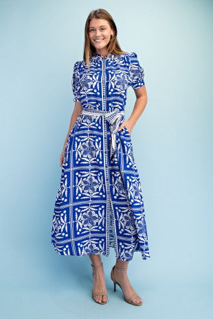 Scarlet Scarf Print Button Down Midi