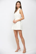 Virginia Top Stitch Detail Collared Button Front Romper by Fate