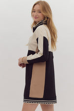 Colorblock Half Zip Dress with Detailed Piping
