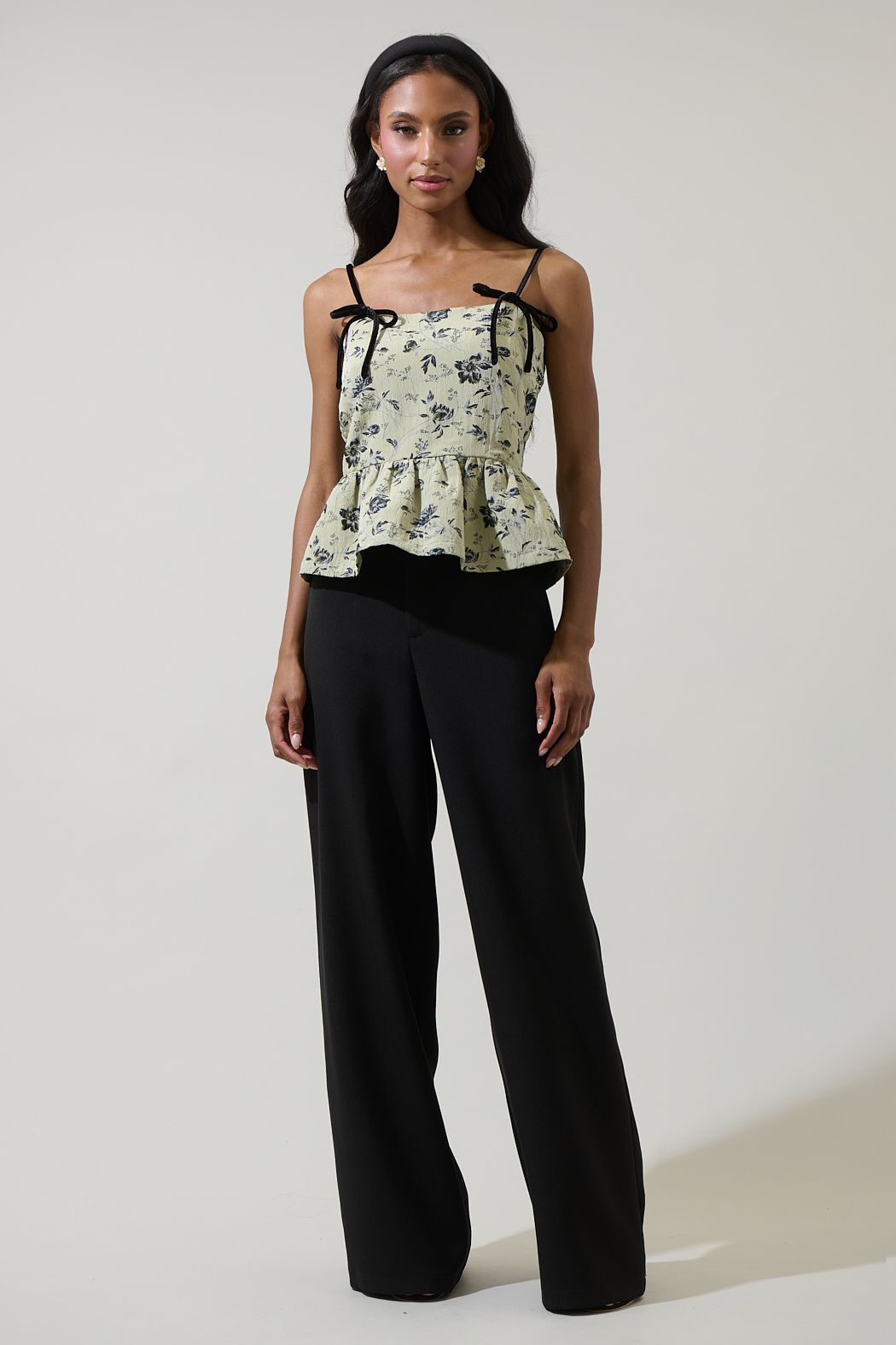 Ravelle Floral Peplum Bow Top