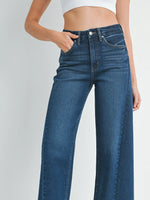 JBD OVER THE BOOT WIDE LEG DARK DENIM WITH SLANT SIDE SEAM