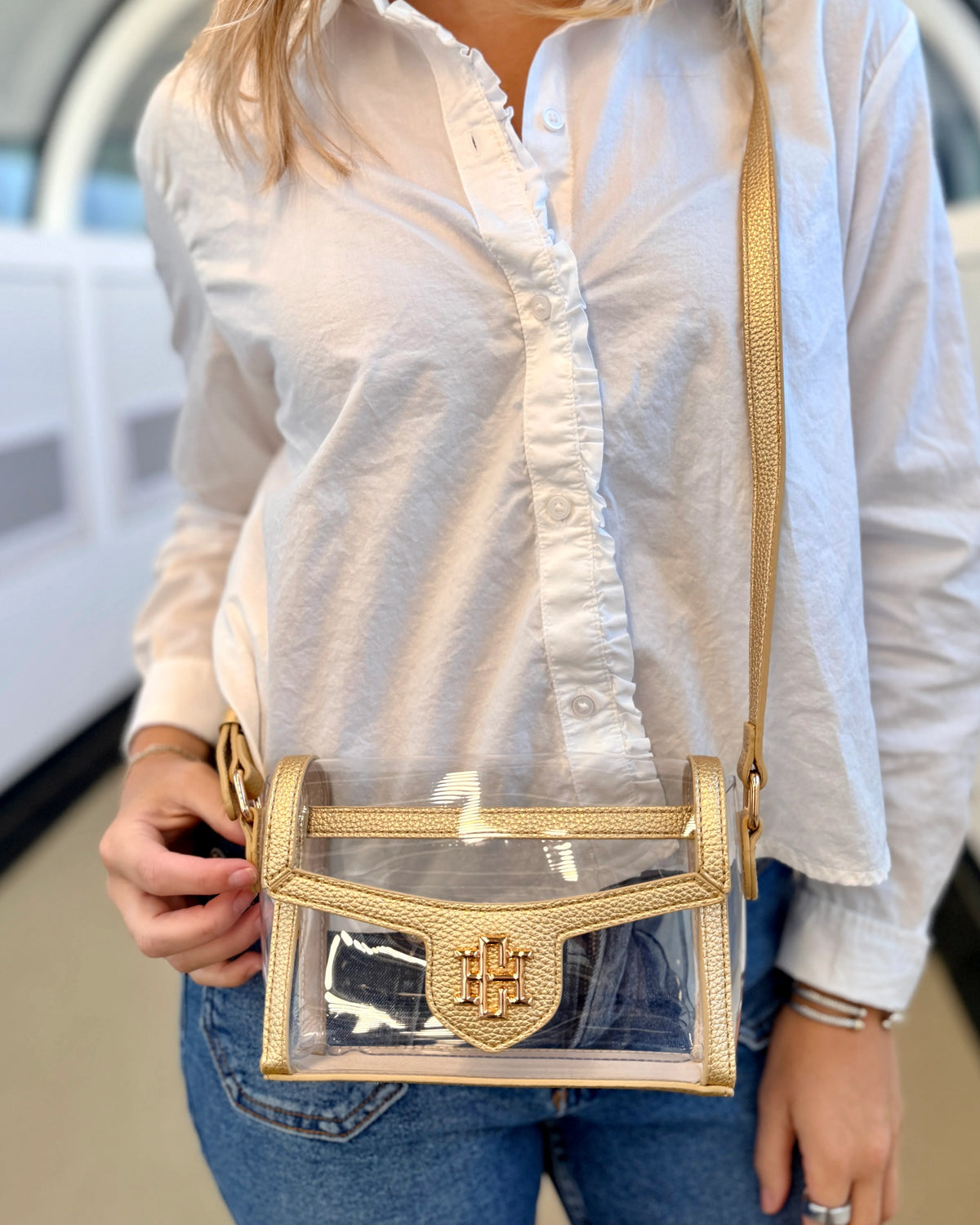 Anna Clear Bag by Caroline Hill- Red or Gold