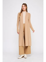 Soft Waffle Long Cardigan- Camel