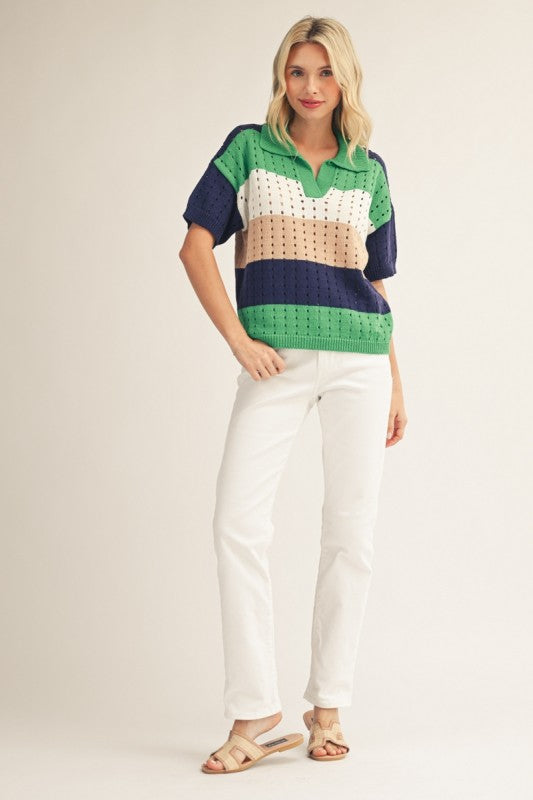 Colorblock Crochet Sweater