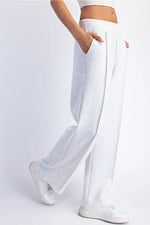 Rae Mode Butter Soft Pintuck Straight Pants- Light Heather Grey