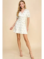 FLORAL RUCHED WAIST DETAIL MINI DRESS